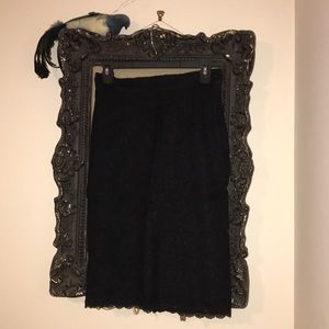 Vintage Lace Side Zip Black Skirt